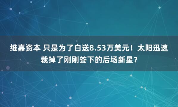 维嘉资本 只是为了白送8.53万美元！太阳迅速裁掉了刚刚签下的后场新星？