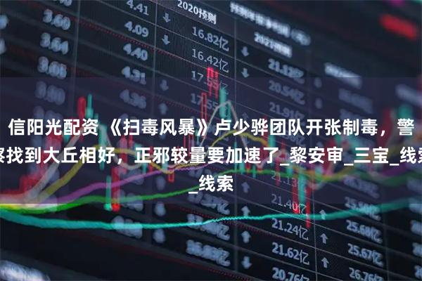 信阳光配资 《扫毒风暴》卢少骅团队开张制毒，警察找到大丘相好，正邪较量要加速了_黎安审_三宝_线索